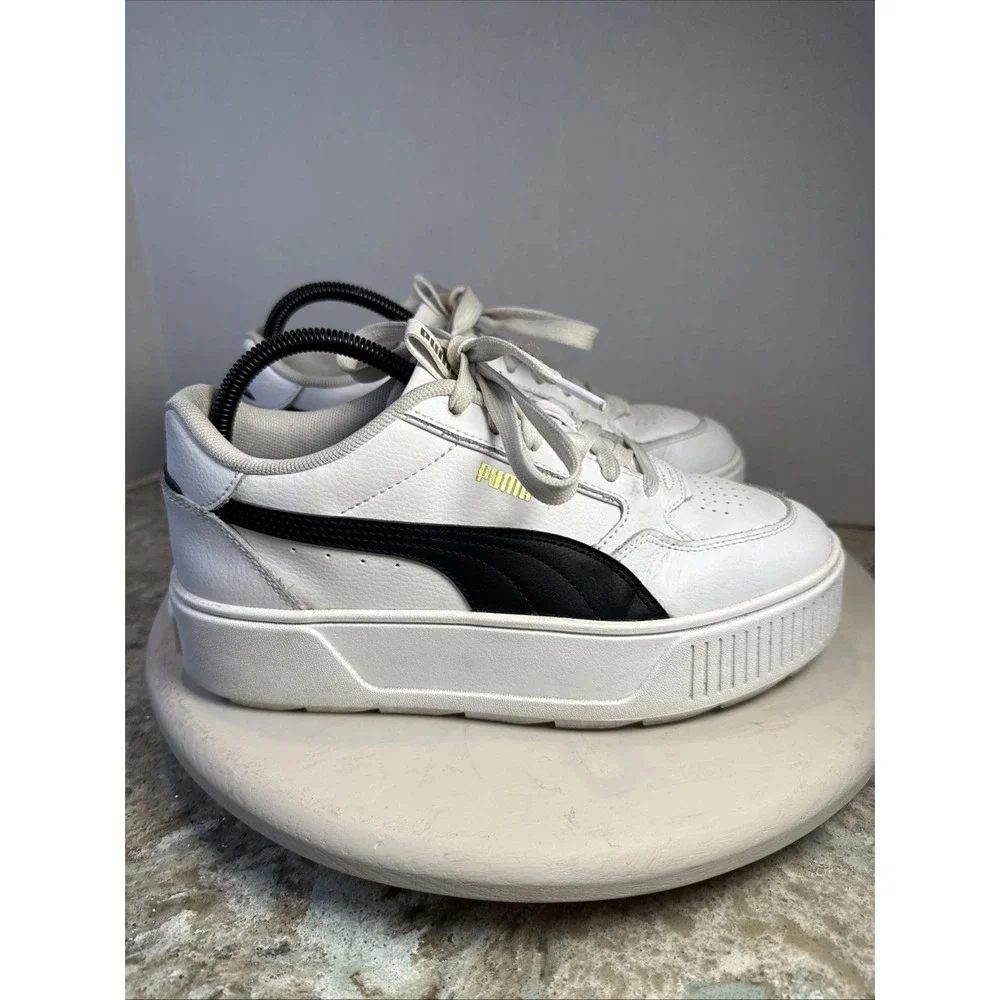 Size 8 - Puma Smash‎ Platform v3 White Black Gold W Shoes Hip Hop School Trendy